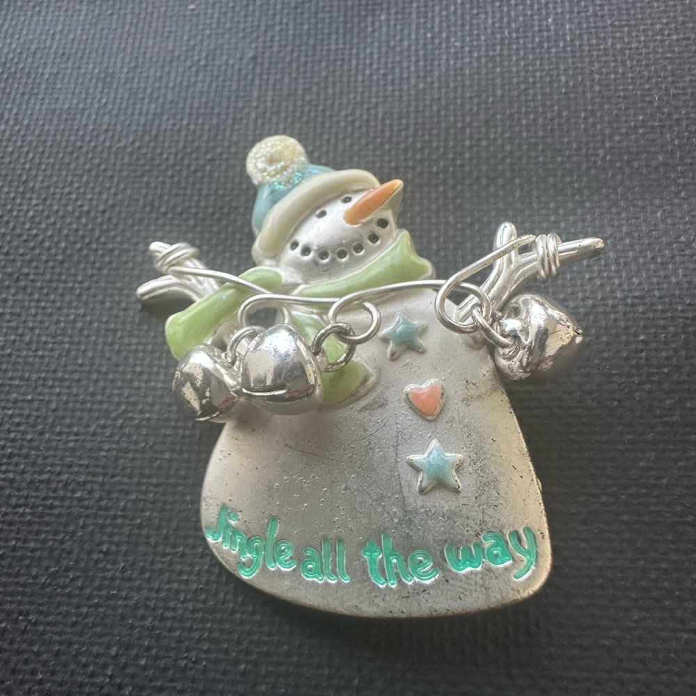 Vintage Christmas Snowman Jingle All The Way Lapel Pin Brooch